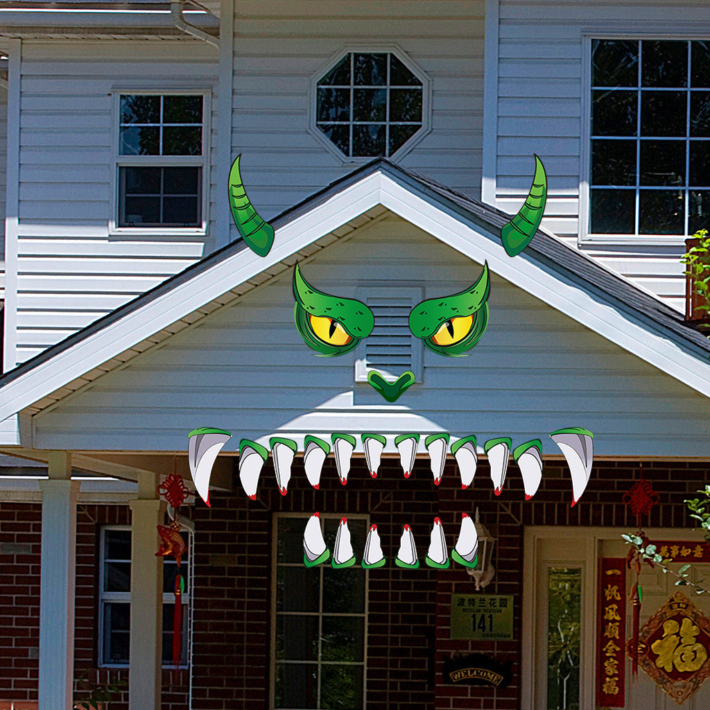 Yeux en plastique créatifs pour Halloween, décoration d'halloween, monstre vert, autocollant de porte d'halloween