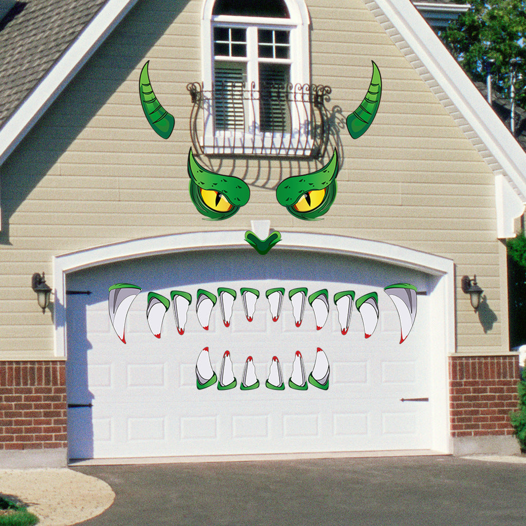Yeux en plastique créatifs pour Halloween, décoration d'halloween, monstre vert, autocollant de porte d'halloween