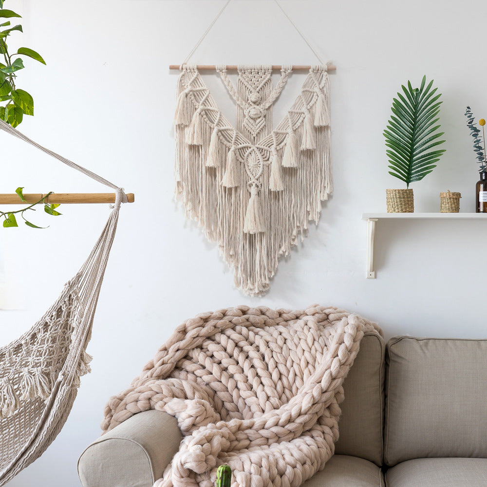 Colgante de macramé tejido a mano para colgar en la pared, tapiz tejido bohemio, artesanías bohemias, decoración de habitación, hermoso tapiz para decoración del hogar