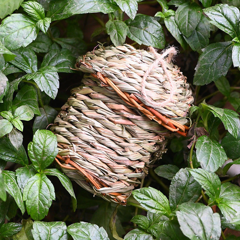 Nid d'oiseaux en paille créatif, Cage à oiseaux en paille tissée à la main, artisanat