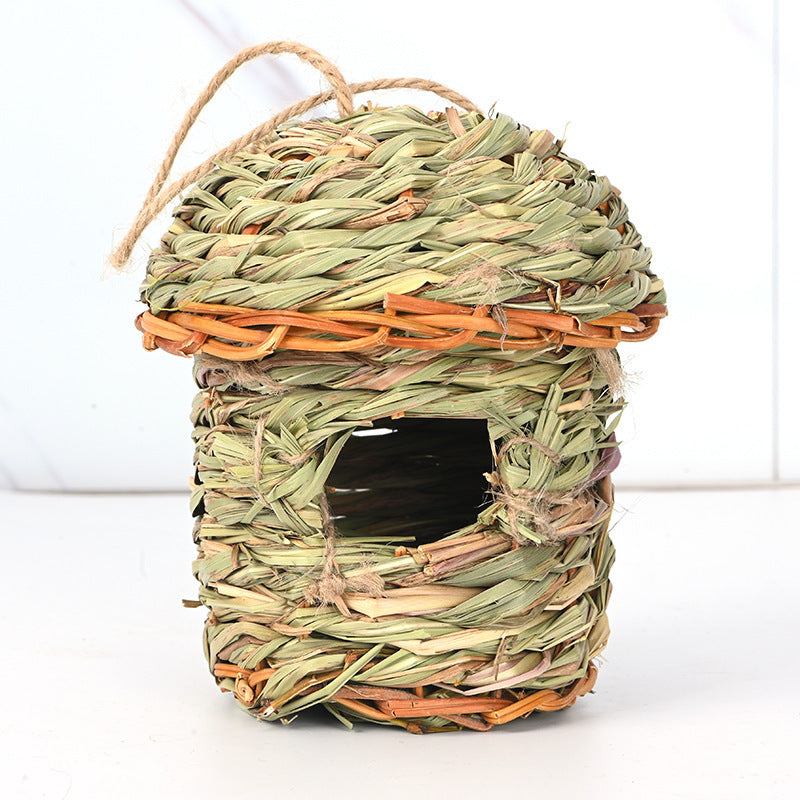 Nid d'oiseaux en paille créatif, Cage à oiseaux en paille tissée à la main, artisanat
