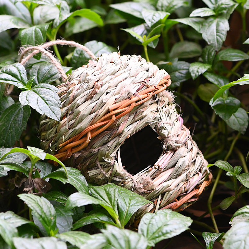 Nid d'oiseaux en paille créatif, Cage à oiseaux en paille tissée à la main, artisanat