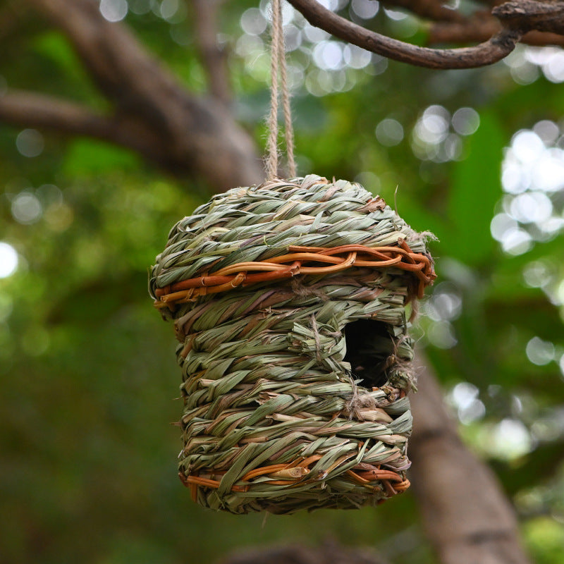 Nid d'oiseaux en paille créatif, Cage à oiseaux en paille tissée à la main, artisanat