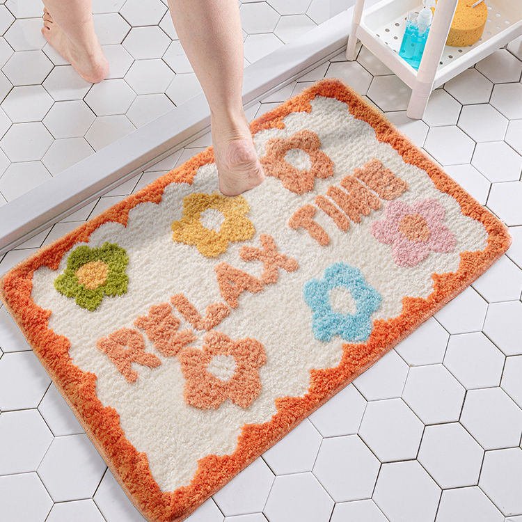 1PC Ins Simple salle de bain fleur tapis fleur petits tapis antidérapant