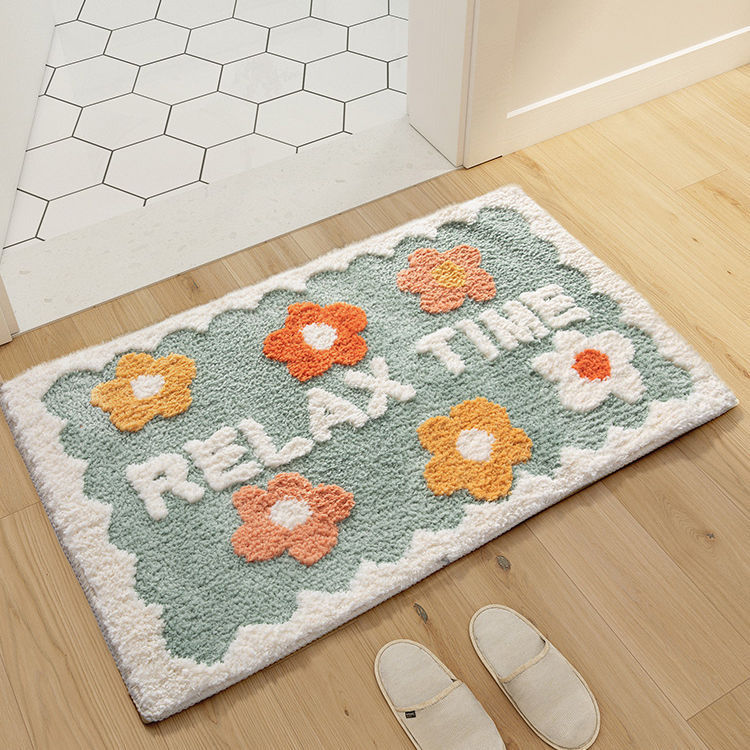 1PC Ins Simple salle de bain fleur tapis fleur petits tapis antidérapant