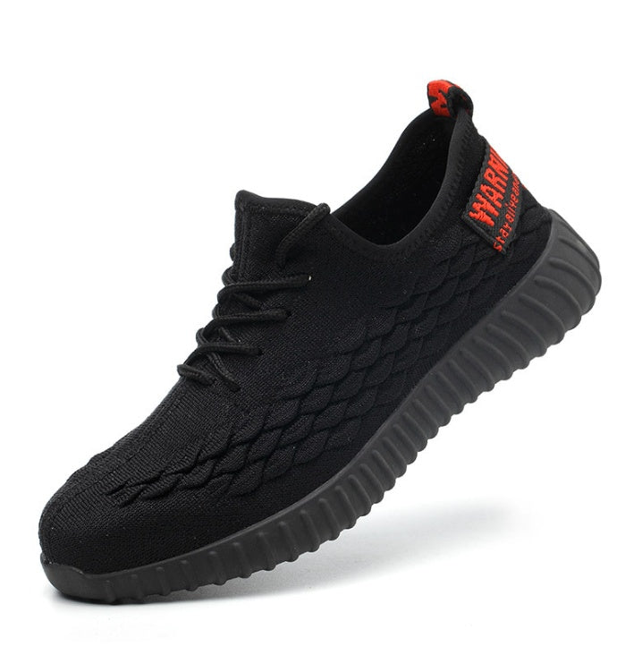 Zapatos de seguro laboral transpirables de verano de malla tejida con mosca para hombres