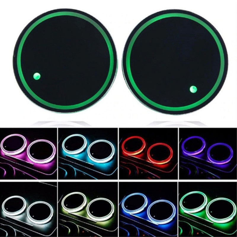 Car LED Luminous Water Cup Non-slip Mat Door Slot