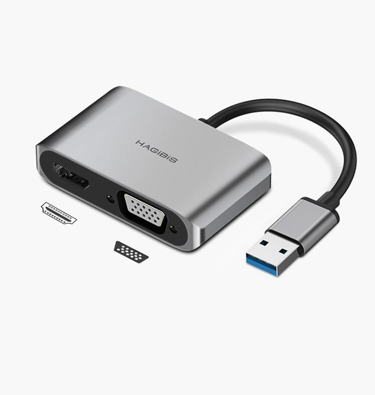 Hagibis USB 3,0 a HDMI, adaptador VGA compatible con 4K HD, multipantalla 2 en 1, convertidor compatible con USB a HDMI para sistema operativo Windows 7 8 0