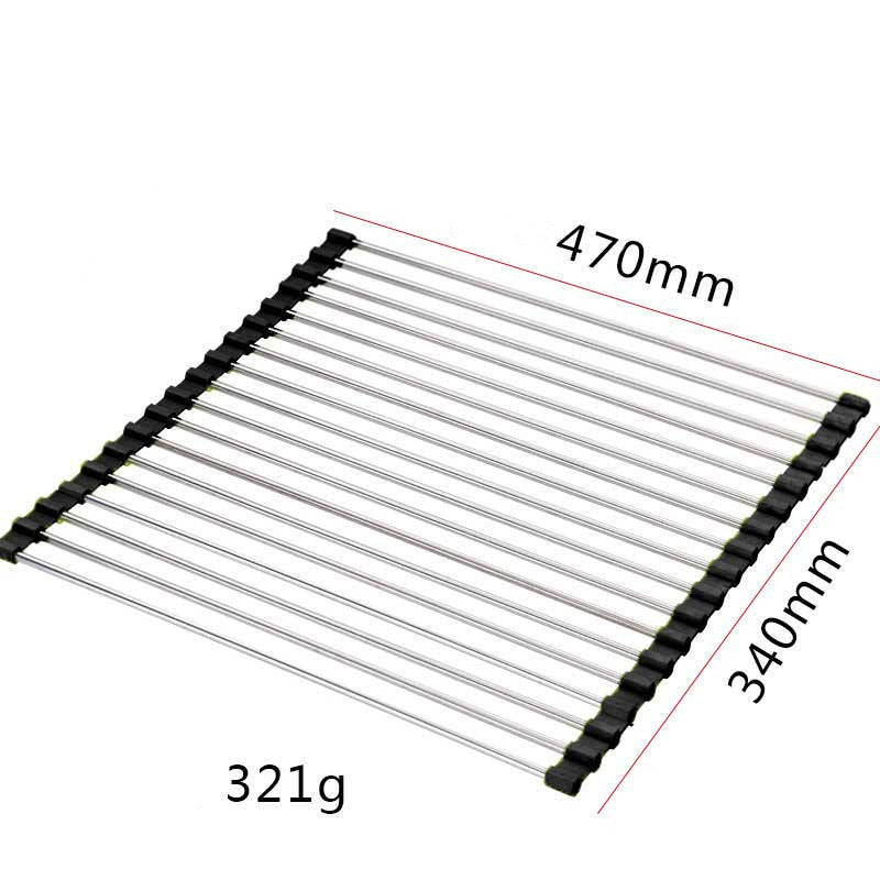 Estante para fregadero, estante de drenaje de acero inoxidable, fregadero de cocina plegable, estante para platos