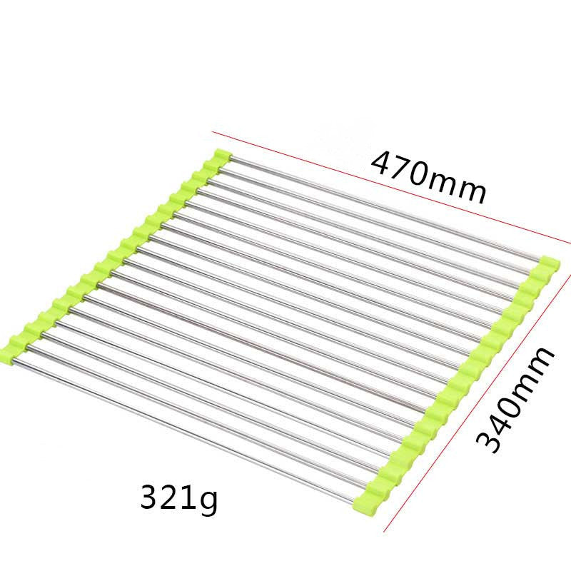 Estante para fregadero, estante de drenaje de acero inoxidable, fregadero de cocina plegable, estante para platos