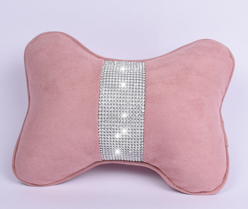 Oreiller de cou de voiture clouté de diamants, Support de taille, intérieur de voiture avec perceuse, appui-tête, Support de taille, fournitures de voiture, strass en velours de peau de cerf