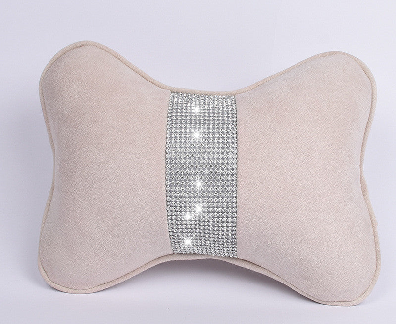 Oreiller de cou de voiture clouté de diamants, Support de taille, intérieur de voiture avec perceuse, appui-tête, Support de taille, fournitures de voiture, strass en velours de peau de cerf