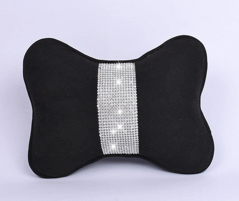Oreiller de cou de voiture clouté de diamants, Support de taille, intérieur de voiture avec perceuse, appui-tête, Support de taille, fournitures de voiture, strass en velours de peau de cerf