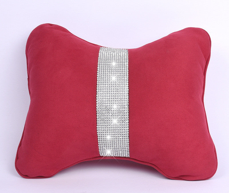 Oreiller de cou de voiture clouté de diamants, Support de taille, intérieur de voiture avec perceuse, appui-tête, Support de taille, fournitures de voiture, strass en velours de peau de cerf