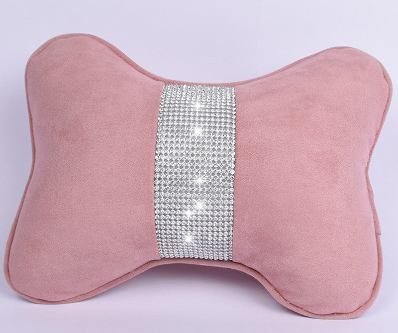 Oreiller de cou de voiture clouté de diamants, Support de taille, intérieur de voiture avec perceuse, appui-tête, Support de taille, fournitures de voiture, strass en velours de peau de cerf