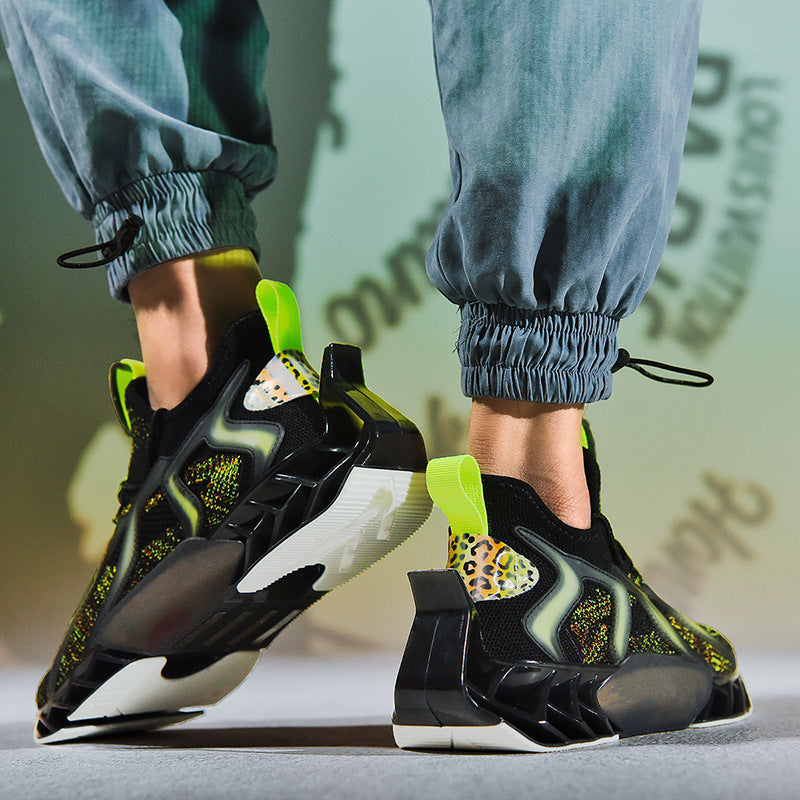 Chaussures de sport à semelle épaisse de loisirs tissées volantes pour hommes