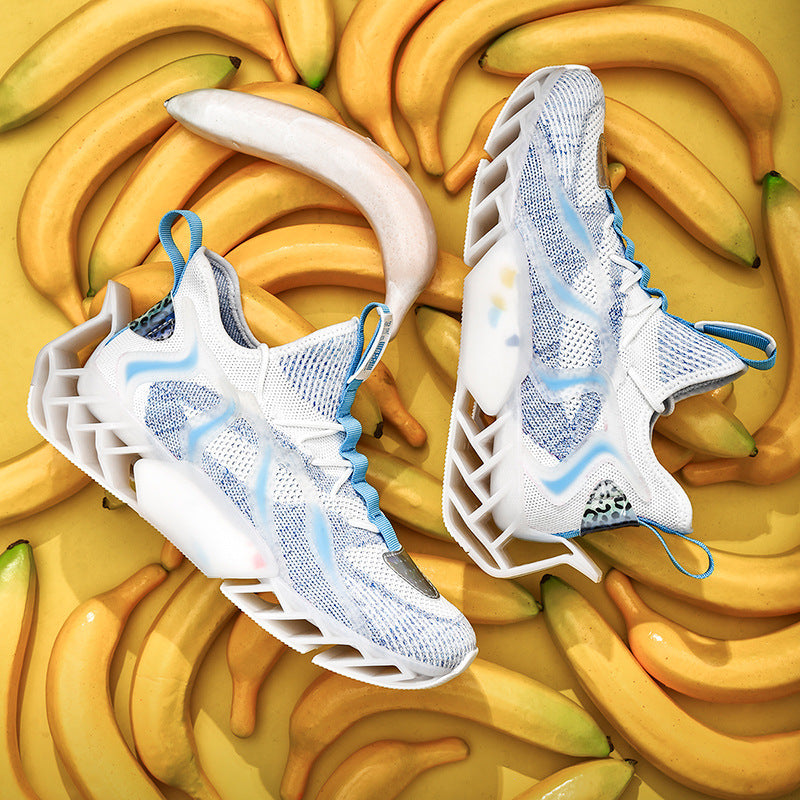 Chaussures de sport à semelle épaisse de loisirs tissées volantes pour hommes