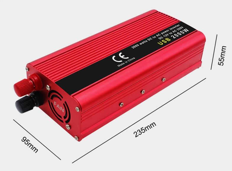 Onduleur à onde sinusoïdale double Usb 2000W, convertisseur de puissance Dc 12V 24V, Portable pour voiture