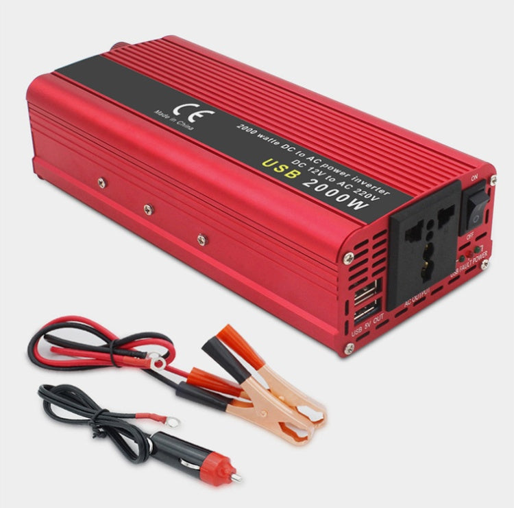 Onduleur à onde sinusoïdale double Usb 2000W, convertisseur de puissance Dc 12V 24V, Portable pour voiture