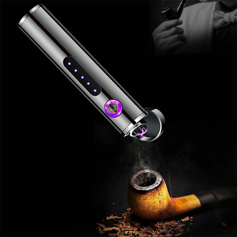 Briquets électriques en métal, coupe-vent, double plasma, rechargeable, USB