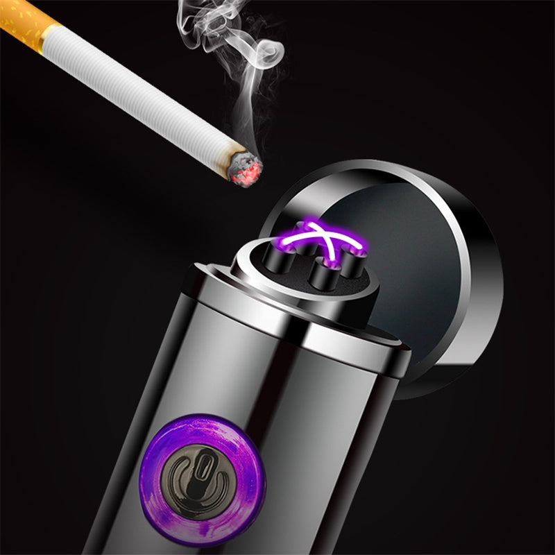 Briquets électriques en métal, coupe-vent, double plasma, rechargeable, USB