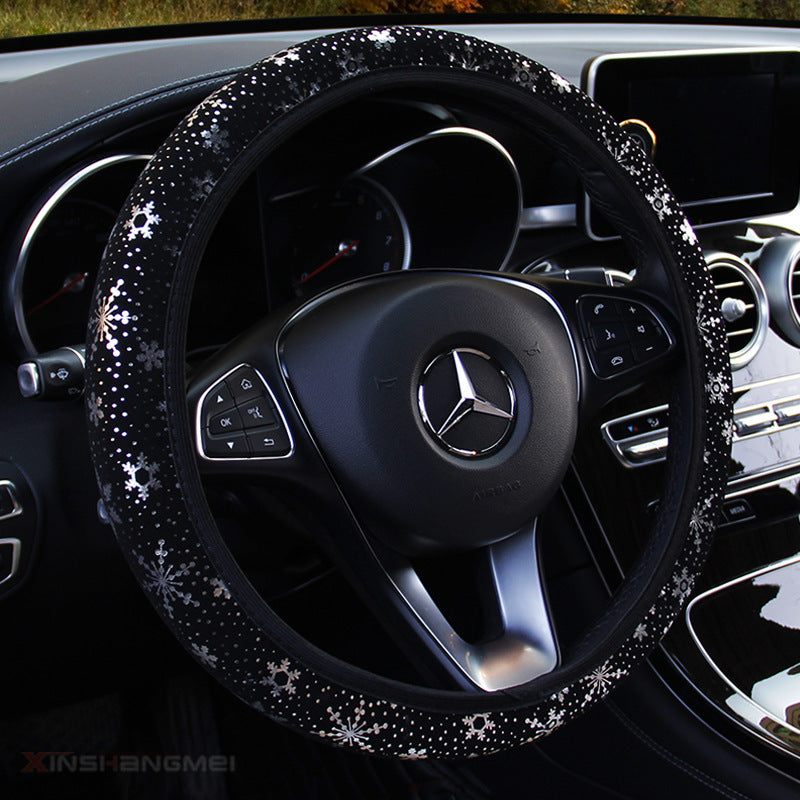 Car Steering Wheel Cover Hot Stamping Snowflake Without Inner Ring Elastic Band Grip