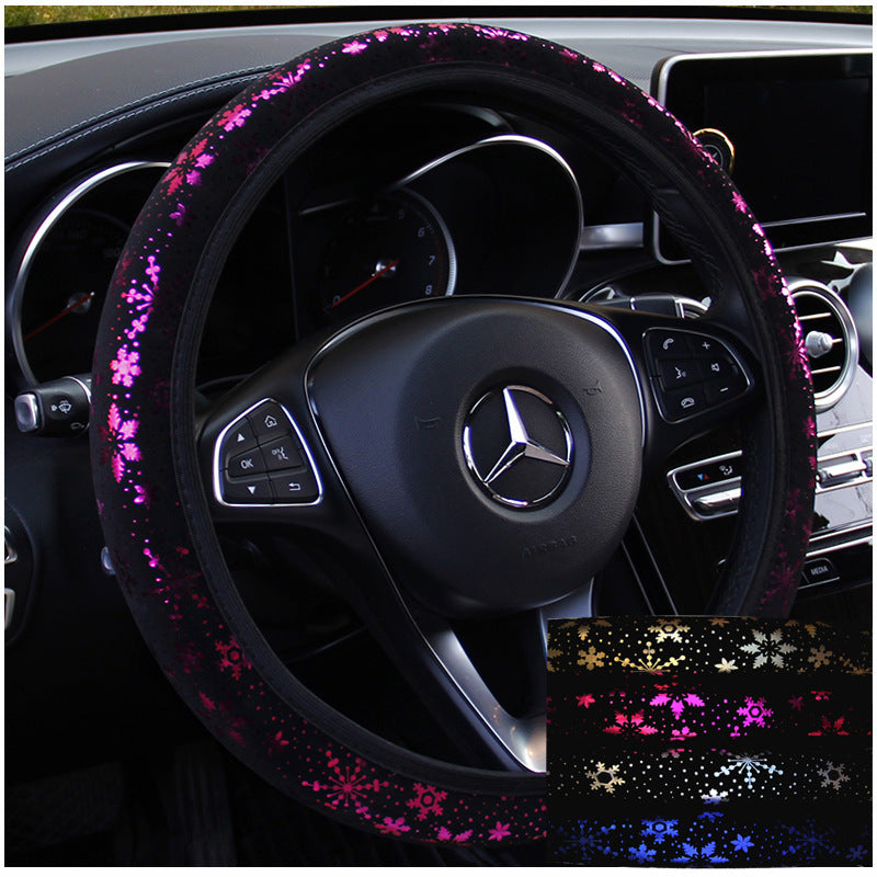 Car Steering Wheel Cover Hot Stamping Snowflake Without Inner Ring Elastic Band Grip