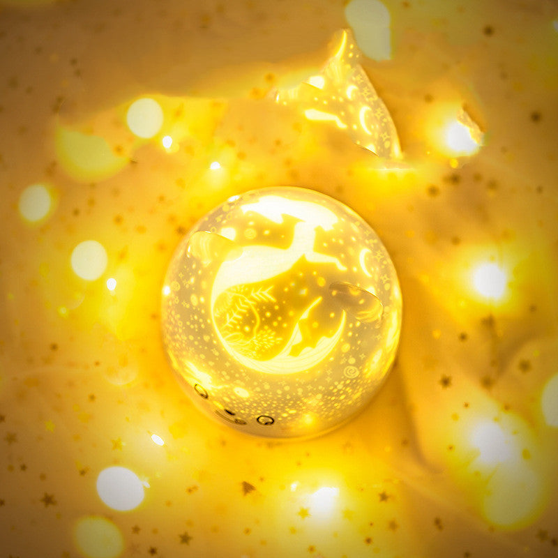 Proyector de estrella giratorio para niños, luz LED de noche con música colorida, lámpara de proyecto con carga USB