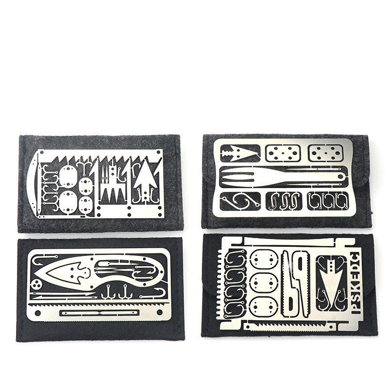 Tarjeta de pesca multifuncional, tarjeta de herramientas de supervivencia en el campo, equipo de pesca, tarjeta de anzuelo de pesca portátil