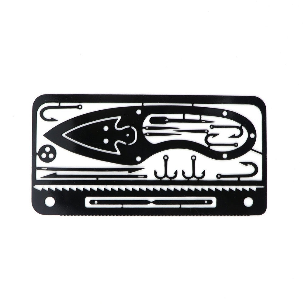 Tarjeta de pesca multifuncional, tarjeta de herramientas de supervivencia en el campo, equipo de pesca, tarjeta de anzuelo de pesca portátil