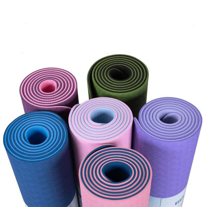 Tapis de yoga bicolore 6 mm ligne de posture tapis de yoga tapis de fitness