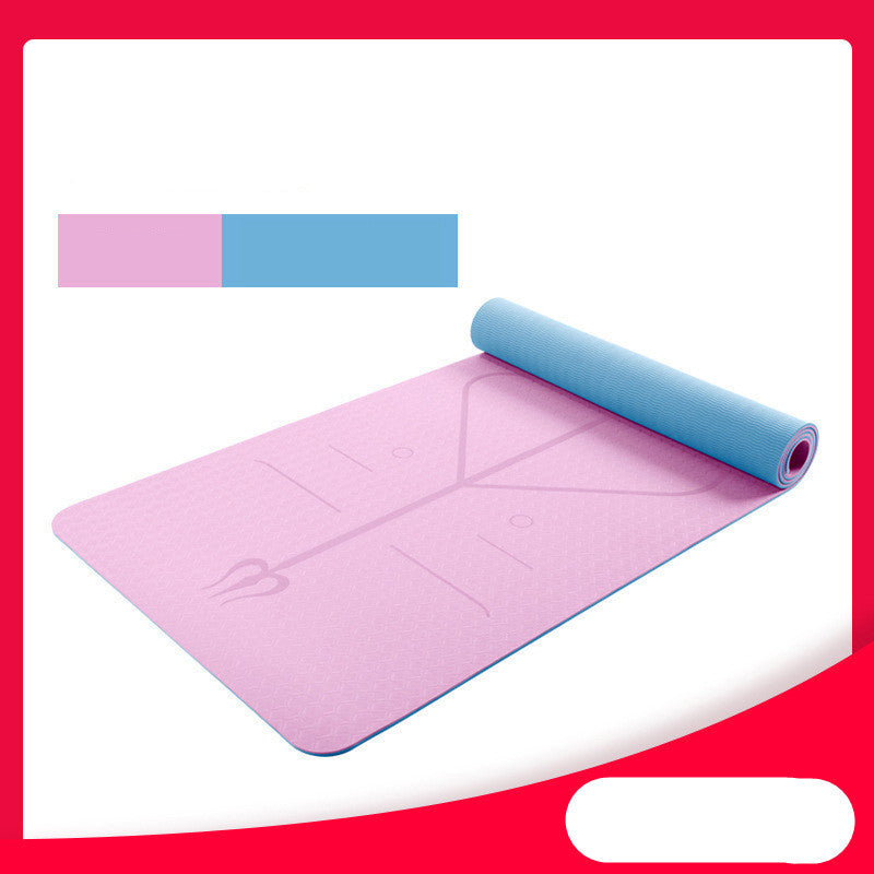 Tapis de yoga bicolore 6 mm ligne de posture tapis de yoga tapis de fitness