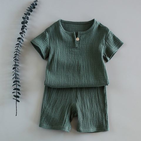 Ensemble d'été en coton doux pour bébé, Short à manches courtes, ensemble deux pièces pour enfants, vêtements en coton et lin pour garçons