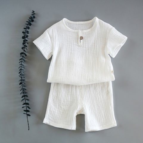 Ensemble d'été en coton doux pour bébé, Short à manches courtes, ensemble deux pièces pour enfants, vêtements en coton et lin pour garçons