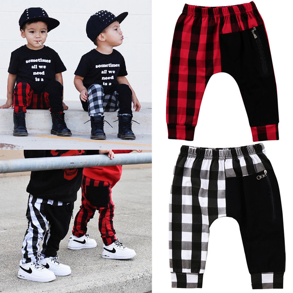 Pudcoco garçon pantalon 1Y-6Y mode enfant en bas âge enfants garçons Plaid bas pantalon culotte sarouel pantalon décontracté