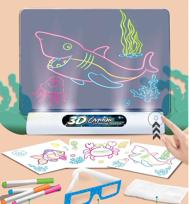 Tablero de dibujo 3D mágico, rompecabezas de efectos de luz LED, almohadilla de dibujo, juguetes educativos de pintura para niños, compañeros de juego de crecimiento, regalo creativo