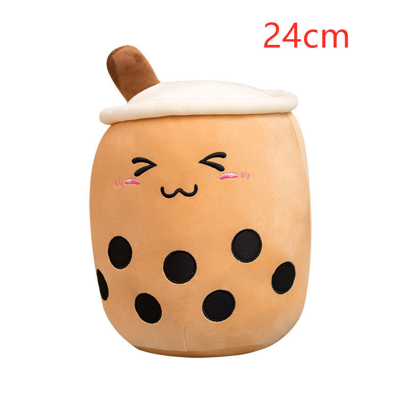 Peluche de boisson aux fruits, mignonne, douce, fraise, lait, thé, tasse de thé Boba, jouet bulle de thé, oreiller, coussin, cadeau pour enfants
