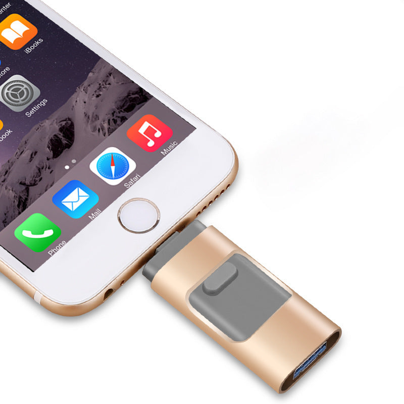 Compatible avec Apple, téléphone portable U Disk double usage quatre-en-un Otg Metal U Disk