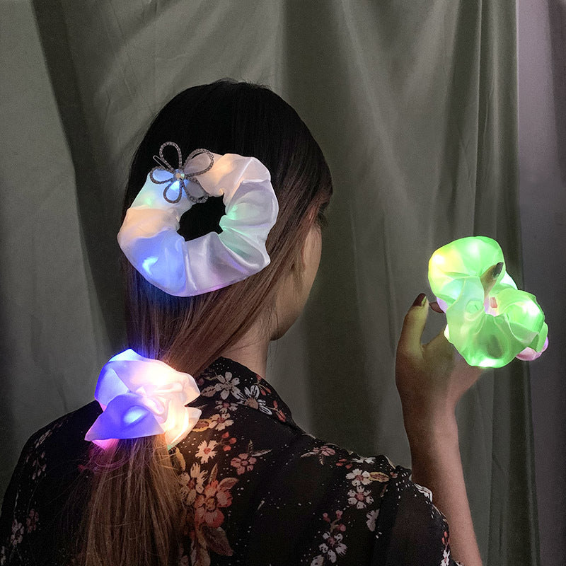 Diadema luminosa LED para mujer, bandas elásticas para el pelo para niña, lazos para el pelo, coleteros, accesorios para la cabeza