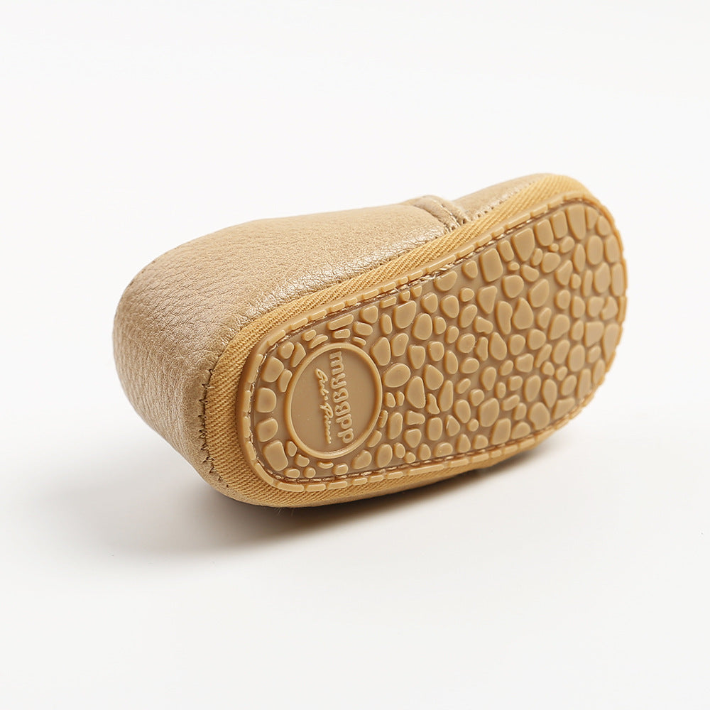 Mocasines de cuero suave de lujo para bebé, zapatos con suela de goma para recién nacidos, primeros caminantes, zapatos para niños pequeños