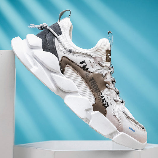 Zapatos de hombre, novedad de verano, zapatos viejos de malla transpirable Ins, zapatos deportivos informales coreanos, zapatos reflectantes a juego de colores para hombre