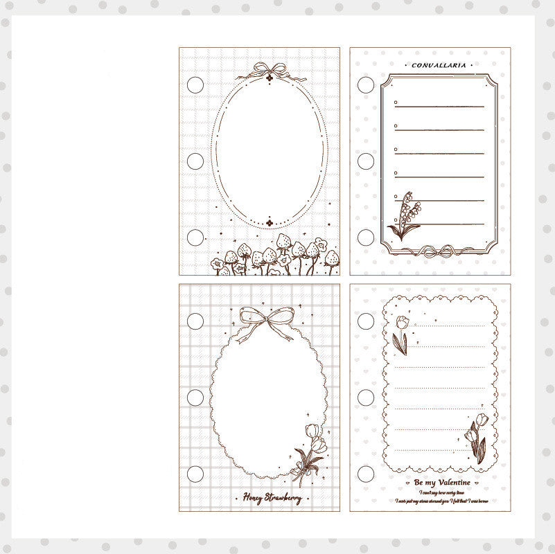 Livre à main en forme de cœur pour fille, livre à feuilles mobiles pour le noyau, Mini livre à main à trois trous pour fille mignonne, Ins Simple