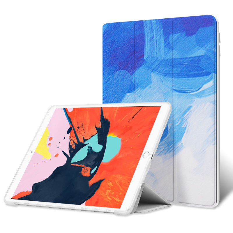 Compatible con Apple, funda protectora plana aplicable para Ipad10.2 Air2 9.7pro11 10.5, silicona triple plegable Mini4