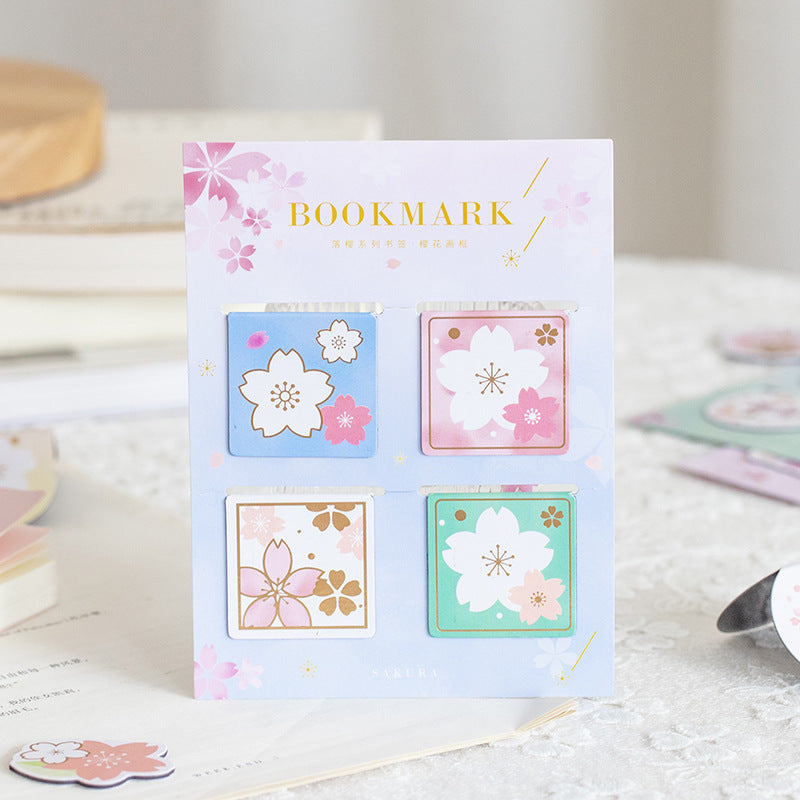 Yanji Marque-pages magnétiques série Sakura en chute libre pour fille mignonne, dossier de livre cadeau, aimant pour réfrigérateur, 4 styles