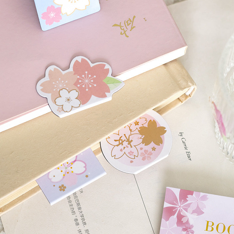 Yanji Marque-pages magnétiques série Sakura en chute libre pour fille mignonne, dossier de livre cadeau, aimant pour réfrigérateur, 4 styles