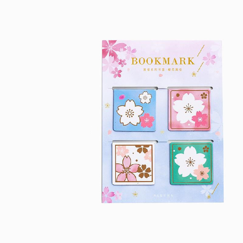 Yanji Marque-pages magnétiques série Sakura en chute libre pour fille mignonne, dossier de livre cadeau, aimant pour réfrigérateur, 4 styles