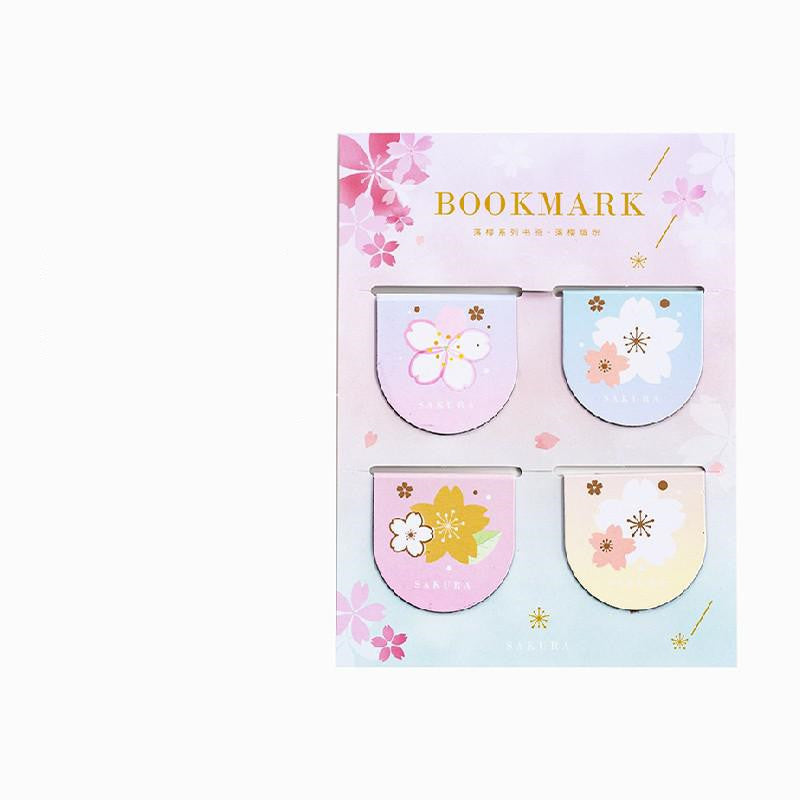 Yanji Marque-pages magnétiques série Sakura en chute libre pour fille mignonne, dossier de livre cadeau, aimant pour réfrigérateur, 4 styles