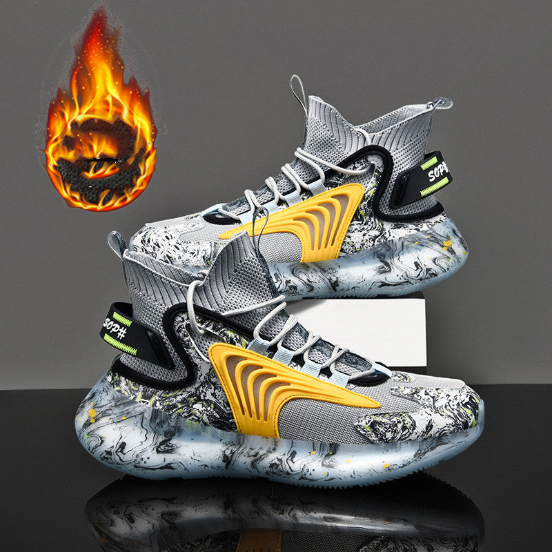 Chaussures de basket-ball en coton peluche pour hommes de haute saison