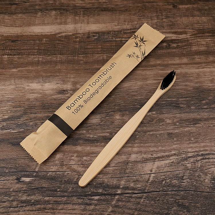 Brosse à dents plate en bambou Sac en papier kraft Brosse à dents