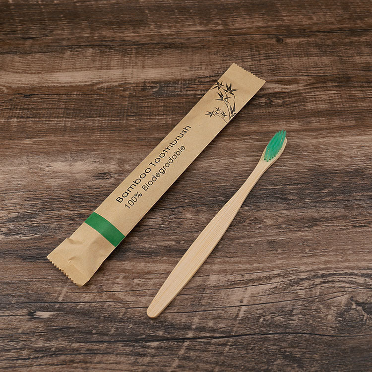 Brosse à dents plate en bambou Sac en papier kraft Brosse à dents